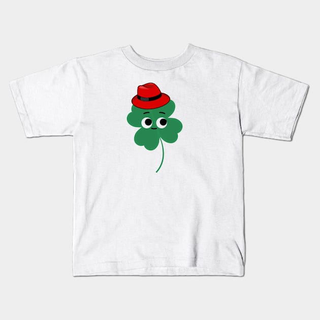 Nervous clover leaf on St. Patrick's Day Kids T-Shirt by Eveline D’souza